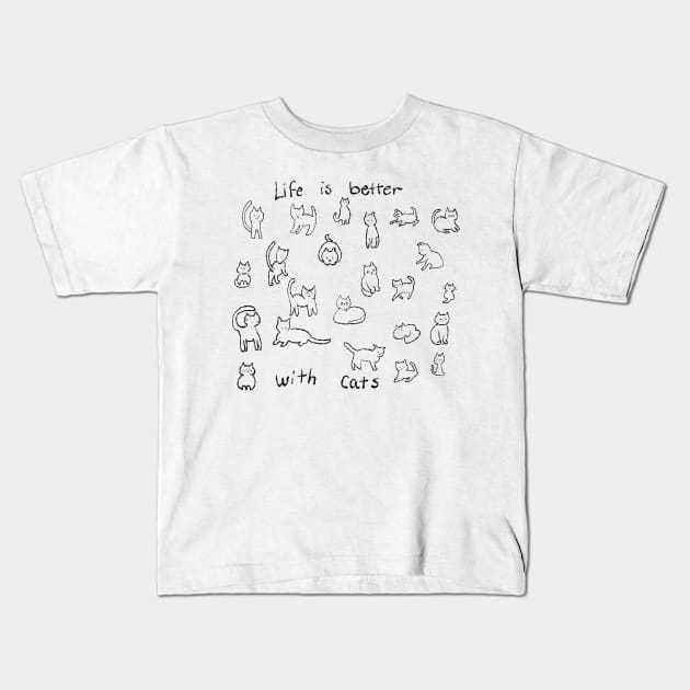 Life is better with cats, so many cats in such cute poses! Kids T-Shirt by Peaceful Pigments